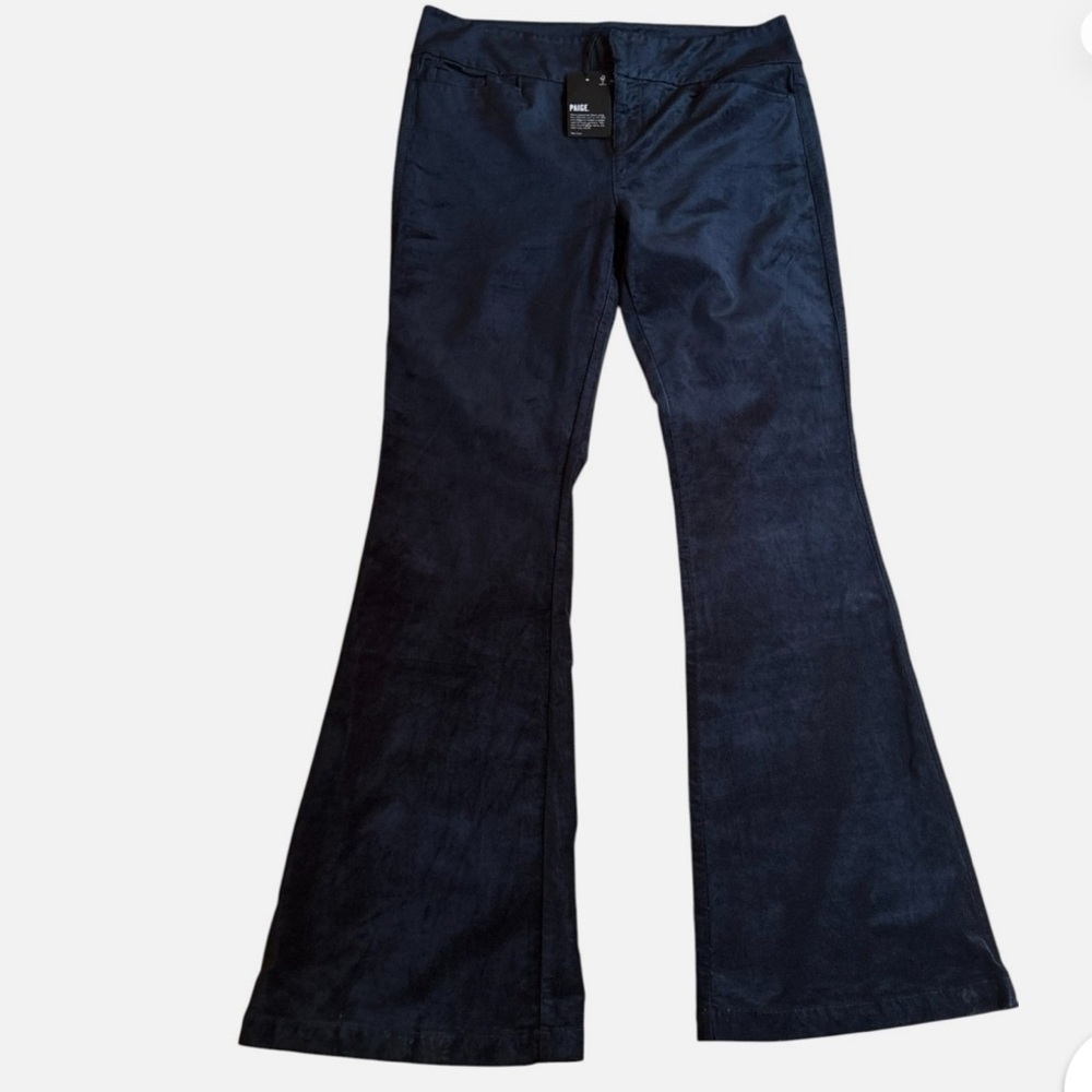 NEW Paige Women's Size 33 High Rise Lou Lou Flare Velvet y2k Pants Navy MSRP$249 - Picture 6 of 7